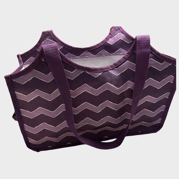 Thirty-One Purple Plum Chevron Patterned Craft Tote Bag - Picture 1 of 13